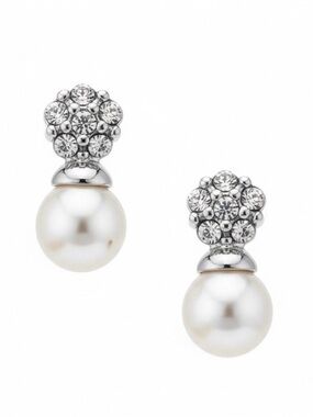 Swarovski Crystal & Pearl Pavè Drop Earring